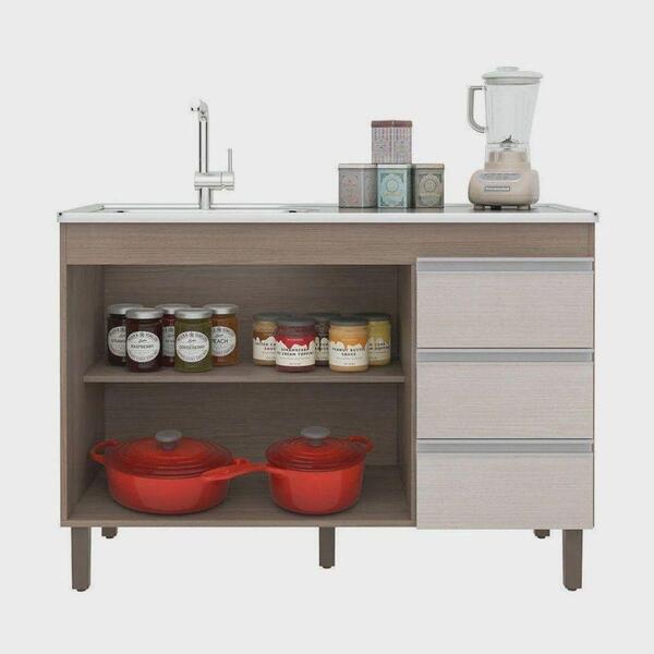 Balcão Gabinete De 119cm 2 Portas S/tampo Malbec Avelã