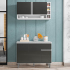 Balcão Gabinete De Cozinha E Armário Aéreo Vanessa Branco Cin