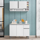 Balcão Gabinete De Cozinha E Armário Aéreo Vanessa Branco - D