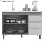 Balcão Gabinete De Pia 119cm Karen 2 Portas 3 Gavetas P14 Nat