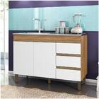 Balcão Gabinete De Pia 119cm Karen 2 Portas 3 Gavetas P14 Nat