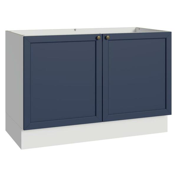 Balcão Gabinete De Pia 120 Cm (sem Tampo) Branco/azul Vik Mad