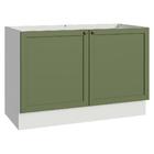 Balcão Gabinete De Pia 120 Cm (sem Tampo) Branco/verde Vik Ma