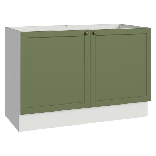 Balcão Gabinete De Pia 120 Cm (sem Tampo) Branco/verde Vik Ma