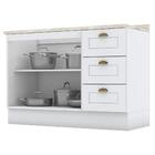 Balcão Gabinete De Pia 120cm 2 Portas 3 Gavetas 100% Mdf Com