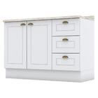 Balcão Gabinete De Pia 120cm 2 Portas 3 Gavetas 100% Mdf Com