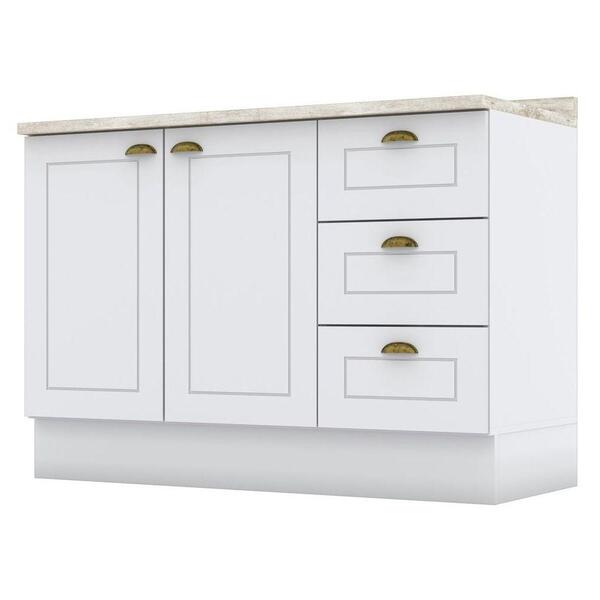 Balcão Gabinete De Pia 120cm 2 Portas 3 Gavetas 100% Mdf Com