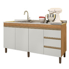 Balcão Gabinete De Pia 159cm 3 Portas Sem Tampo Karen - Ssx M