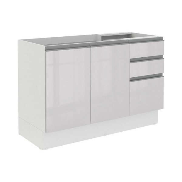 Balcão Gabinete De Pia Armário De Cozinha 100% Mdf 120 Cm 3 P