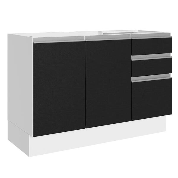 Balcão Gabinete De Pia Armário De Cozinha 100% Mdf 120 Cm 3 P