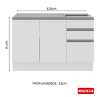 Balcão Gabinete De Pia Armário De Cozinha 120 Cm 2 Portas E 3