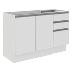 Balcão Gabinete De Pia Armário De Cozinha 120 Cm 2 Portas E 3