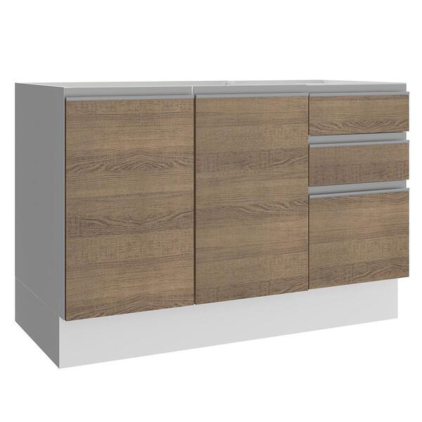 Balcão Gabinete De Pia Armário De Cozinha 120 Cm 2 Portas E 3