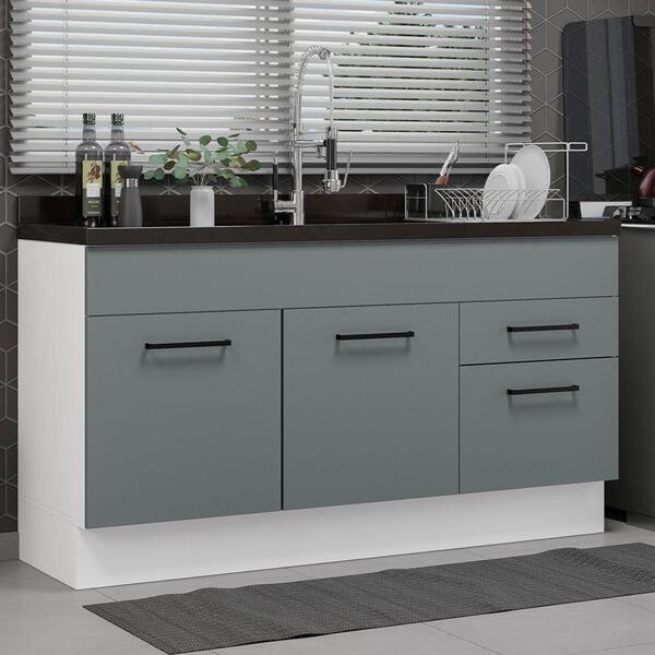 Balcão Gabinete De Pia Cozinha 150 Cm 2 Portas E 2 Gavetas (s