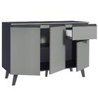 Balcão Gabinete De Pia Cozinha 3 Portas 1 Gaveta Com Pés Cinz