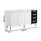 Balcão Gabinete De Pia Evidence Aço 160cm 3 Portas 7028 Branc