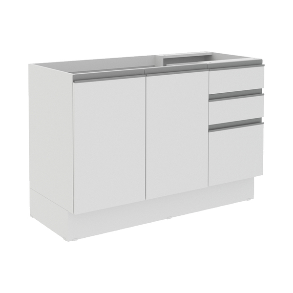 Balcao Gabinete De Pia Madesa Acordes Glamy 100 Mdf 120 Cm 2 Portas E 3 Gavetas Branco Leroy Merlin
