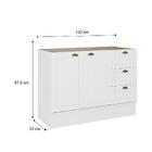 Balcão Gabinete De Pia Mdf Milla 2 Portas 3 Gavetas Branco 12