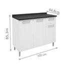 Balcão Gabinete De Pia Múltipla Aço 105cm 3 Portas 1 Gaveta B