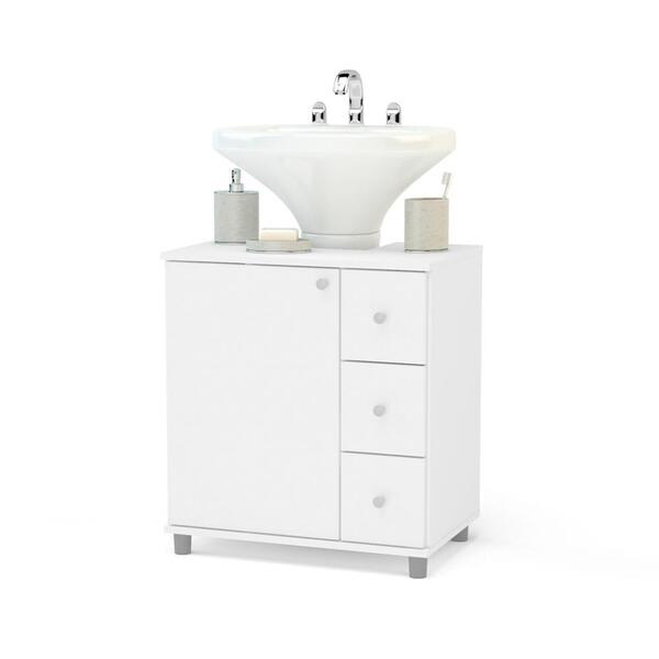 Balcão Gabinete De Pia Para Banheiro 1 Porta Branco - Politor