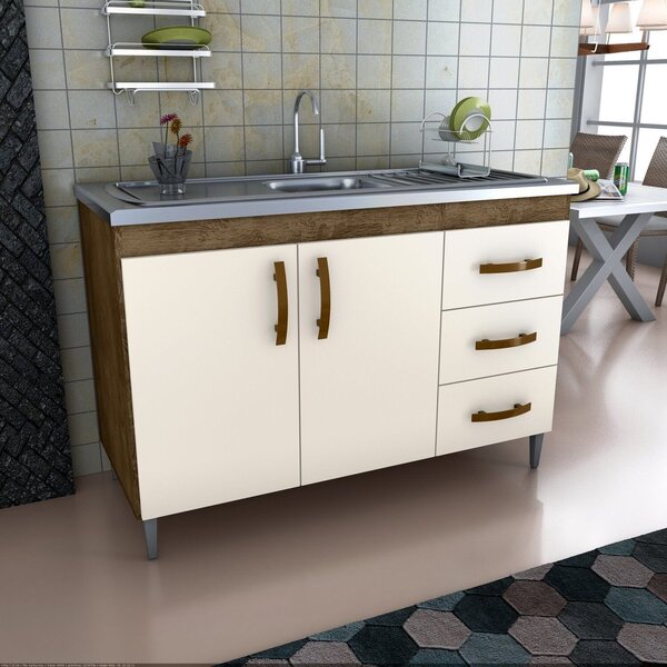 Balcão Gabinete De Pia Sem Tampo 118cm X 80cm Karina Canela/