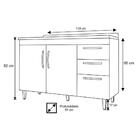 Balcão Gabinete De Pia Sem Tampo 120cm 03 Portas 02 Gavetas E