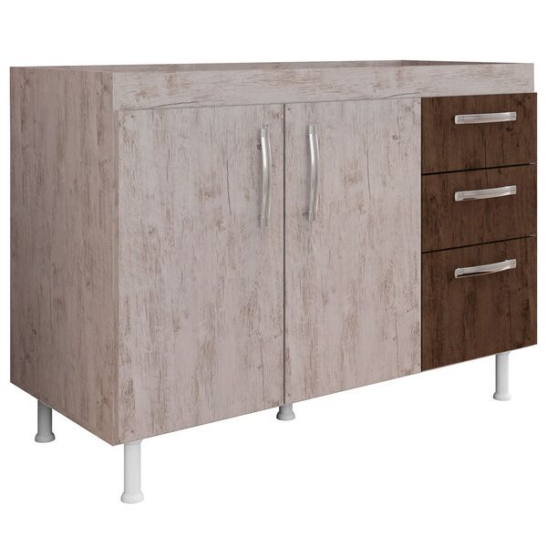 Balcão Gabinete De Pia Sem Tampo 120cm 2 Portas Nathan - Nath