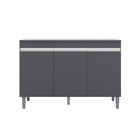 Balcão Gabinete De Pia Sem Tampo 120cm 3 Portas Manu Cinza Fo