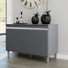 Balcão Gabinete De Pia Sem Tampo 120cm 3 Portas Manu Cinza Fo