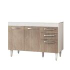 Balcão Gabinete De Pia Sem Tampo 120cm Suécia 03 Portas 02 Ga