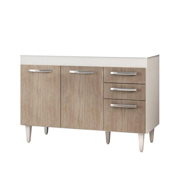 Balcão Gabinete De Pia Sem Tampo 120cm Suécia 03 Portas 02 Ga