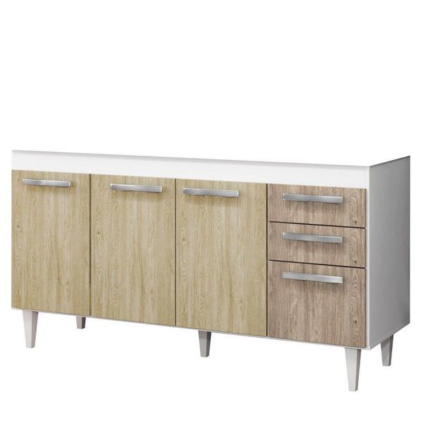 Balcão Gabinete De Pia Sem Tampo 150cm 2 Gavetas 4 Portas L03