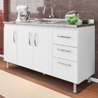 Balcão Gabinete De Pia Sem Tampo 160cm Nathan 3 Portas Branco