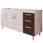 Balcão Gabinete De Pia Sem Tampo 160cm Nathan 3 Portas Rústic