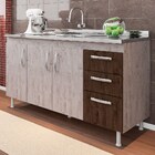 Balcão Gabinete De Pia Sem Tampo 160cm Nathan 3 Portas Rústic