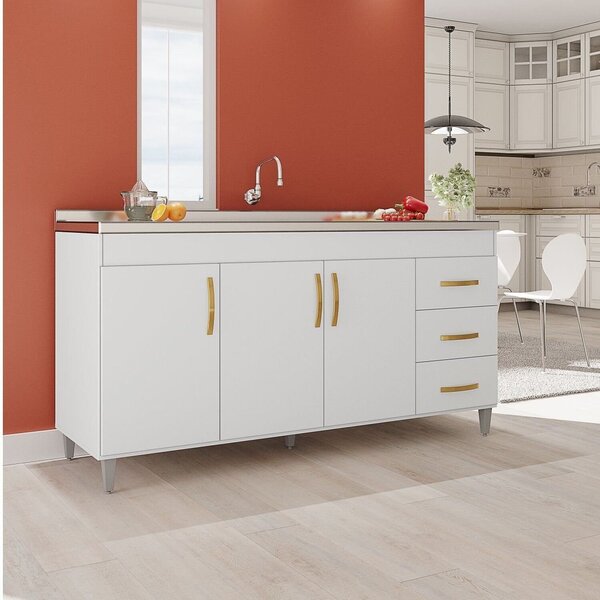 Balcão Gabinete De Pia Sem Tampo Luana 158cm X 80cm X 51cm Br