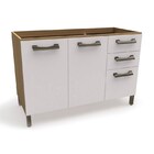 Balcão Gabinete De Pia Sense 120 Cm 02 Portas 03 Gavetas Natu
