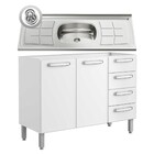 Balcão Gabinete Evidence Aço Com Pia Inox 120cm 2 Portas 7026
