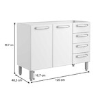 Balcão Gabinete Evidence Aço Com Pia Inox 120cm 2 Portas 7026