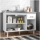 Balcão Gabinete Gabriela Com Pia Inox 120cm 3 Portas Branco/p