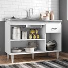 Balcão Gabinete Gabriela Com Pia Inox 120cm 3 Portas Branco/p