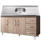 Balcão Gabinete Isabel Com Pia Inox 160cm Castanho E Avelã