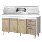 Balcão Gabinete Lis Com Pia Inox 150cm 4 Portas Branco/carval