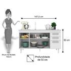 Balcão Gabinete Lis E Pia Inox 150cm 4 Portas L03 Lis - Mpoze