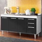Balcão Gabinete Lis E Pia Inox 150cm Branco E Preto
