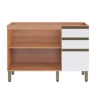 Balcão Gabinete Macadâmia Para Pia 2 Portas Freijó/branco