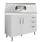 Balcão Gabinete Nathan E Pia Inox 120cm 2 Portas - Nathy Móve