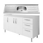 Balcão Gabinete Nathan E Pia Inox 160cm Branco