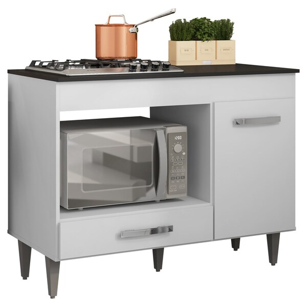 Balcão Gabinete Para Cooktop Cozinha Carla Com Tampo 1 Porta