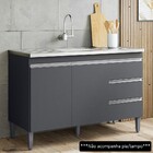 Balcão Gabinete Para Pia 100cm 2 Portas Andréia Cinza - Ajl M